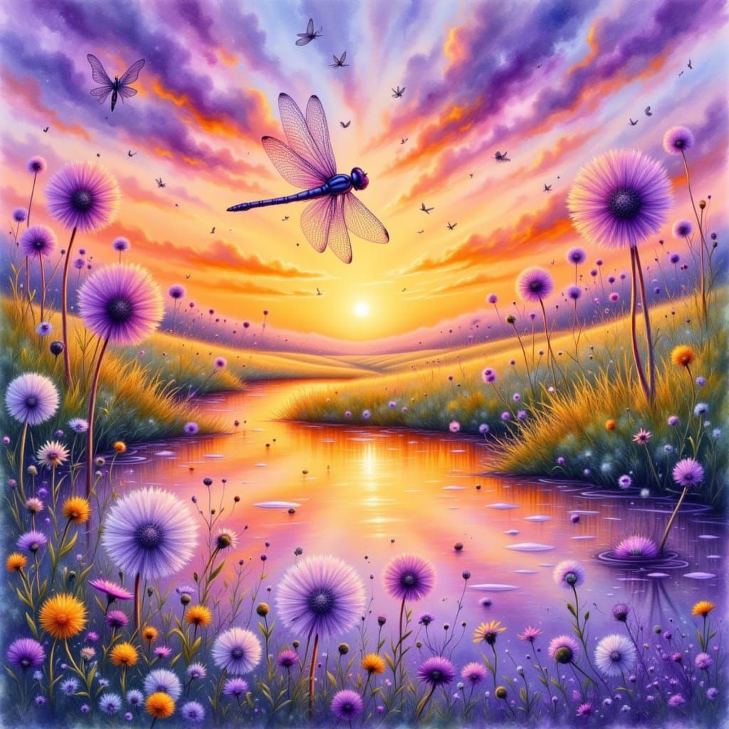 Whimsical Scene with Optical Illusion by Watercolor and Alco...