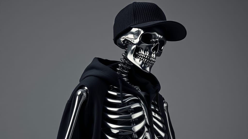Chrome Skeleton in Hoodie, Urban Style