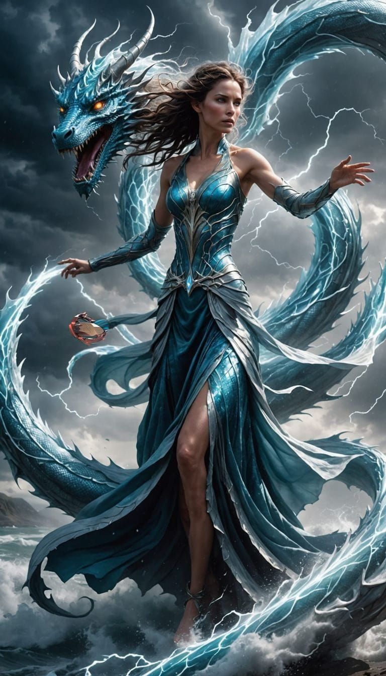 Mystical Witch Summons Powerful Storm Dragon