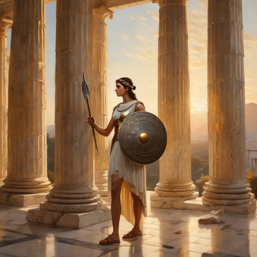 Classical Goddess Athena in Golden Hour