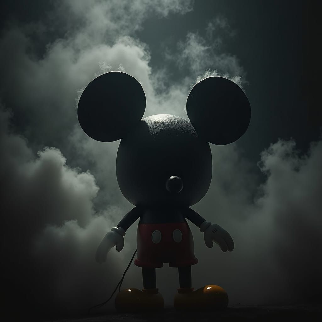 Mickey Mouse in Noir Smoke, Art Deco Style