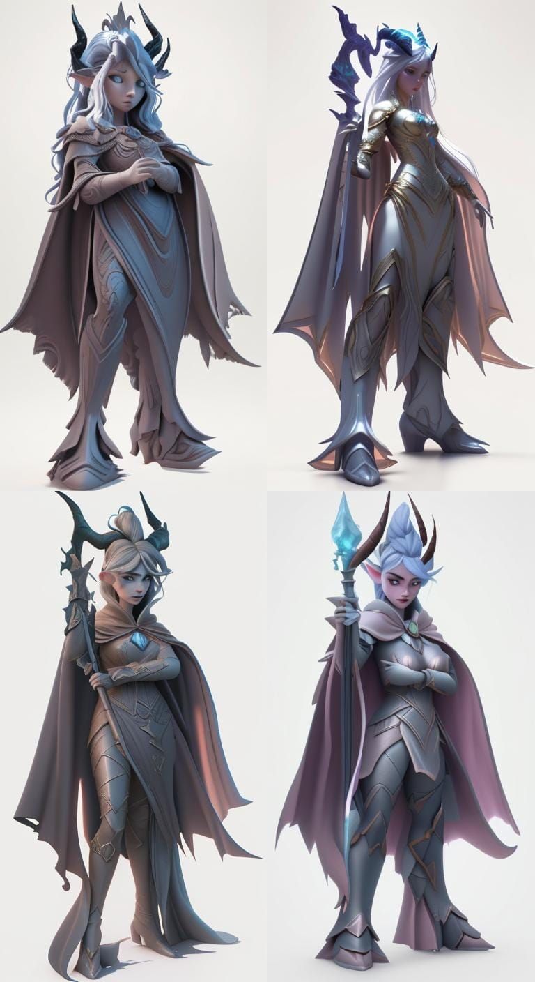 Woman with Horns and Cape: 3D Game Concept Art