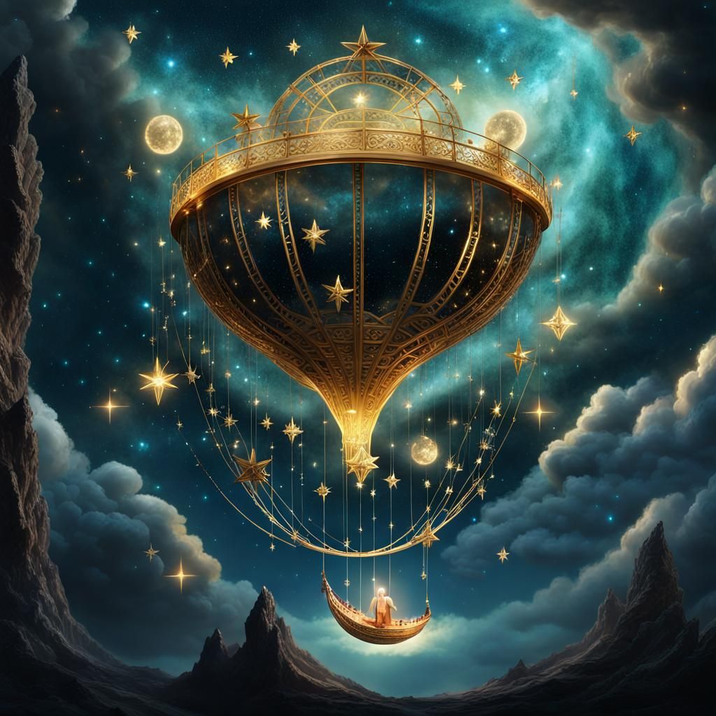 Fantasy Pirate Ship Gliding on Stardust