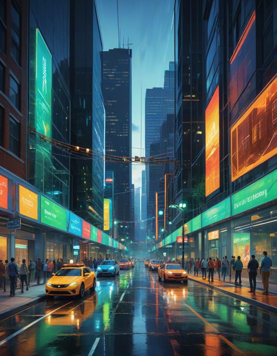 Safety Village of the Future in Vibrant Digital Watercolor S...