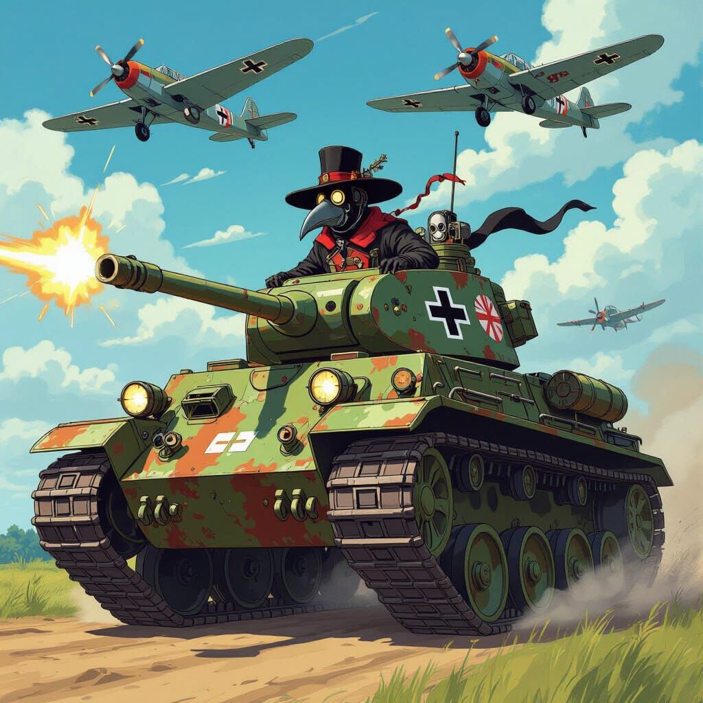 Plague Doctor in Steampunk Tank, Anime Style