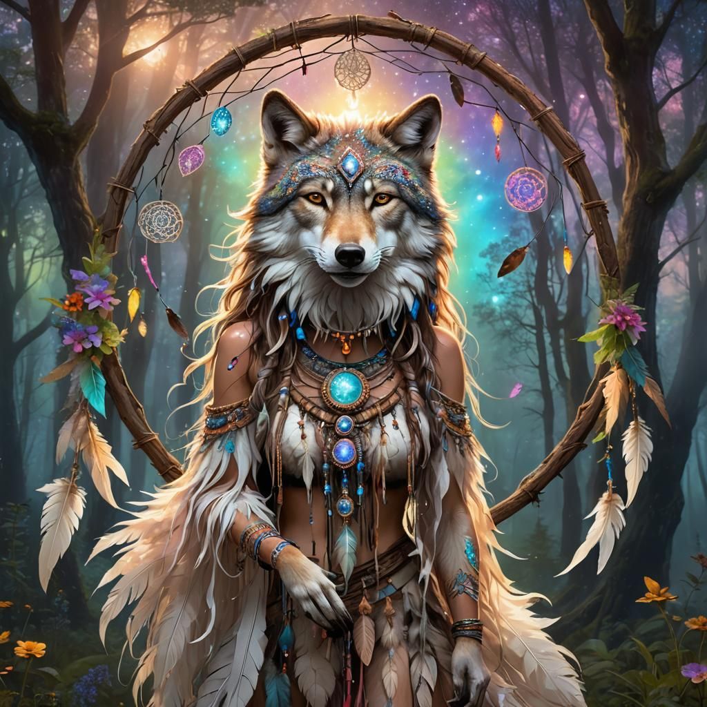 rainbow sparkle wings on anthropomorphic female fairy-Native...