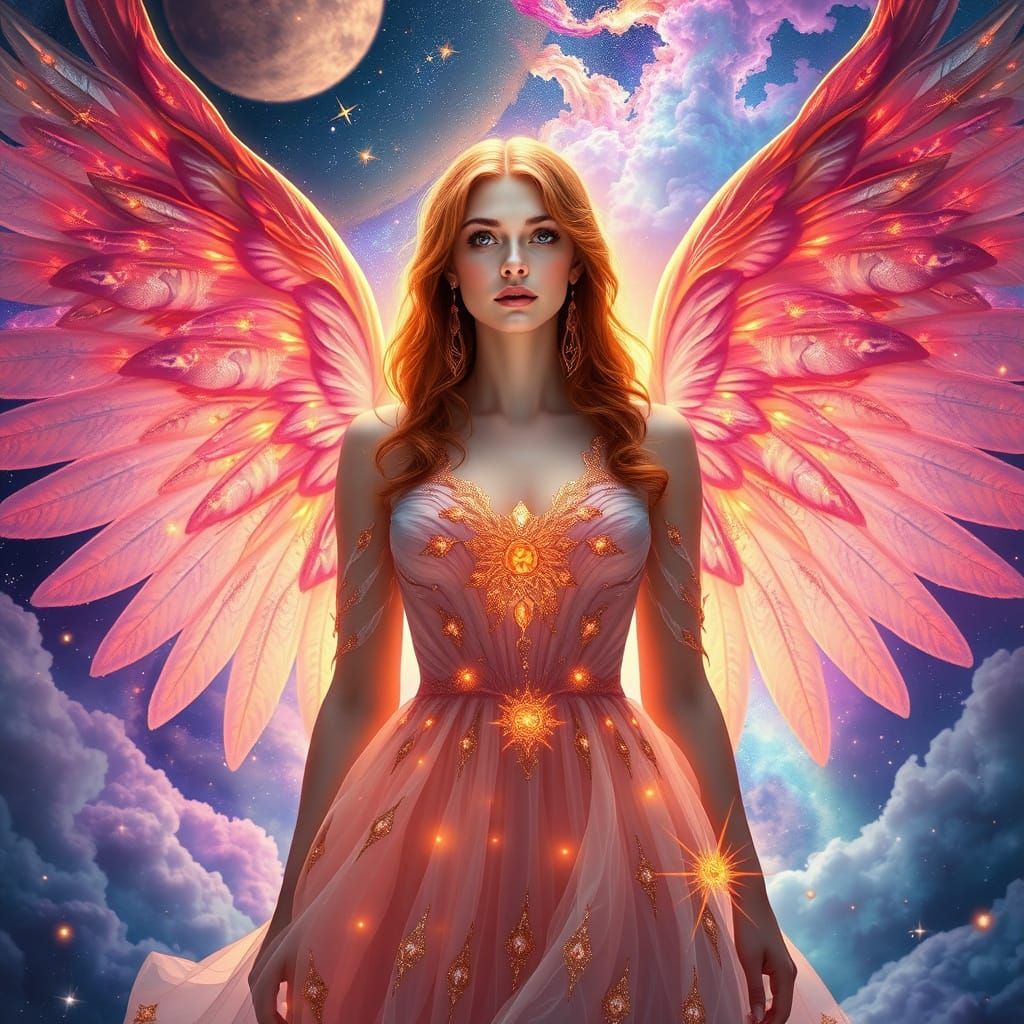 Celestial Goddess Radiates Ethereal Beauty Amidst Cosmic Won...