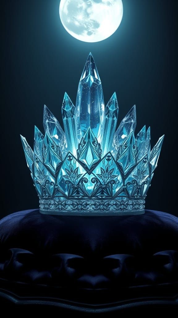 Ethereal Crystal Crown Glows Under Full Moon
