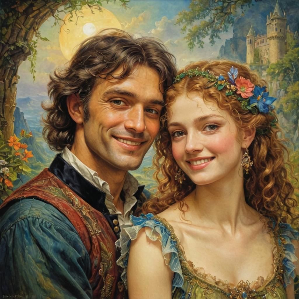 Smiling Portrait in a Surrealist Illustrative Style