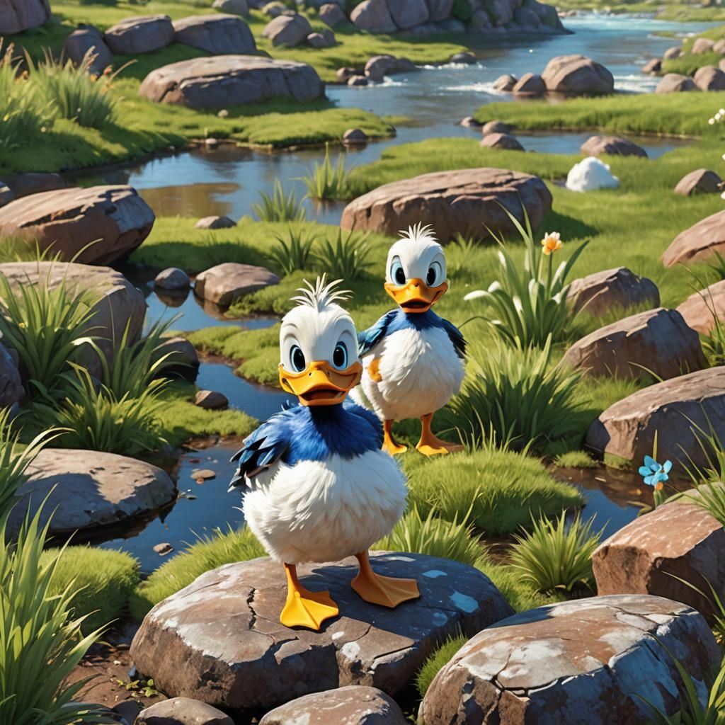 Baby Donald Duck in Sunny Savannah: Pixar 3D Art