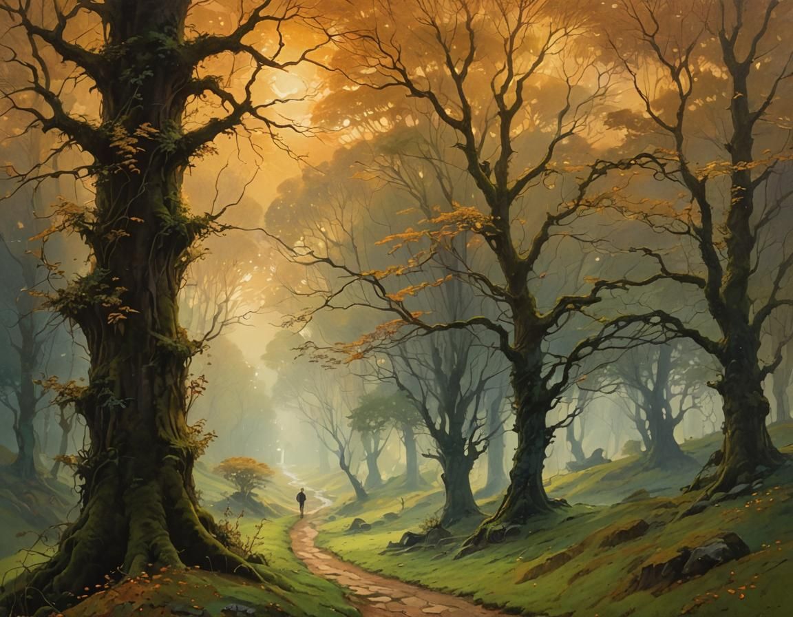 Golden Twilight in a Mystical Valley