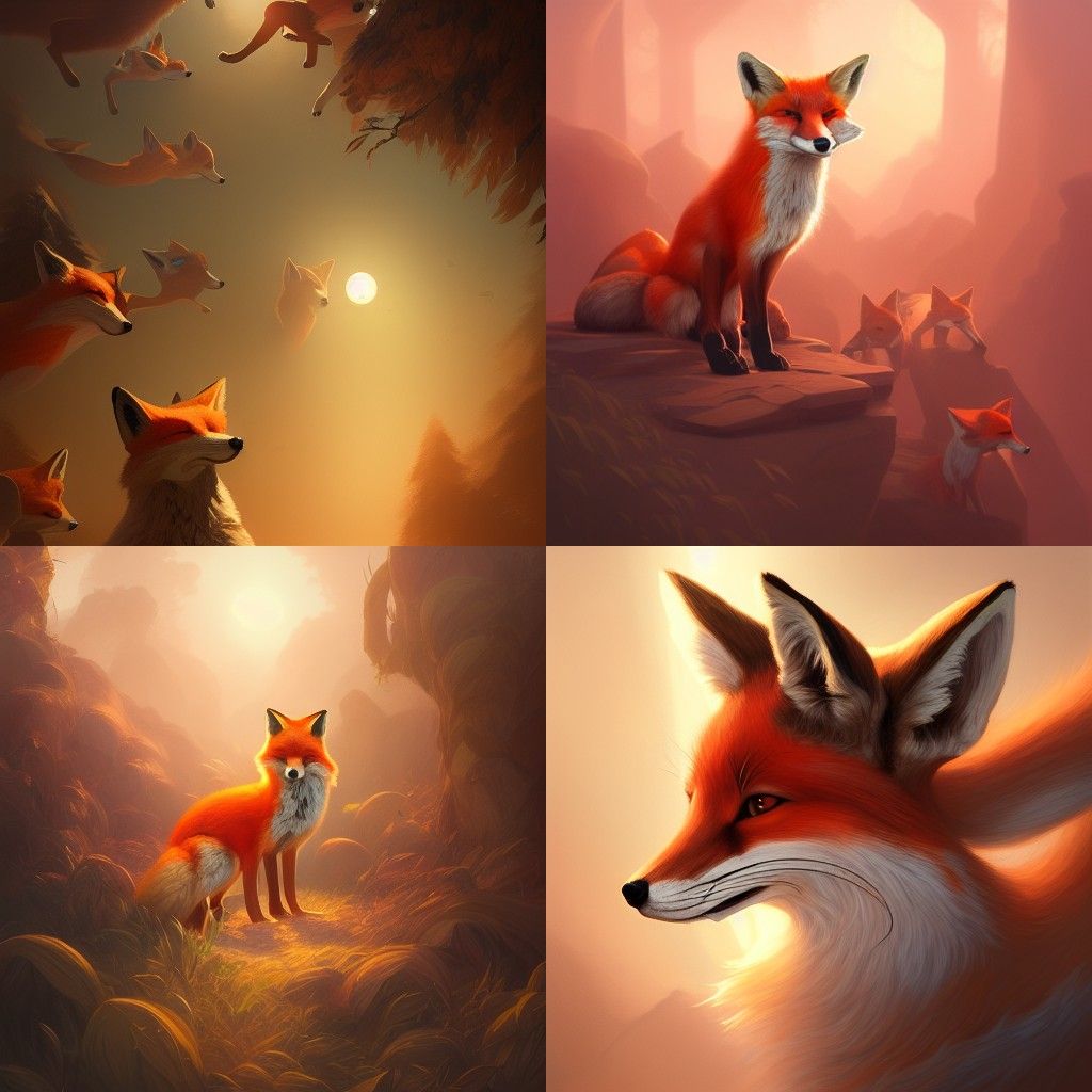 Foxes in Golden Hour Volumetric Lighting