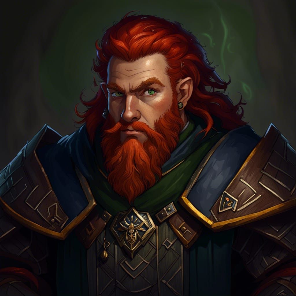 Handsome Red-Haired Dwarf Cleric Portrait in Unreal Engine 5