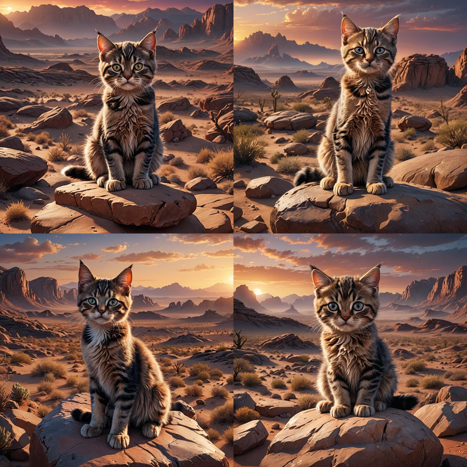 Grumpy Kitten at Sunset: Fantasy Concept Art