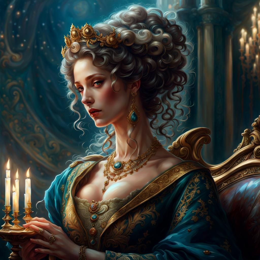 Rococo Woman in Jupiter Off-Gassing Scenic