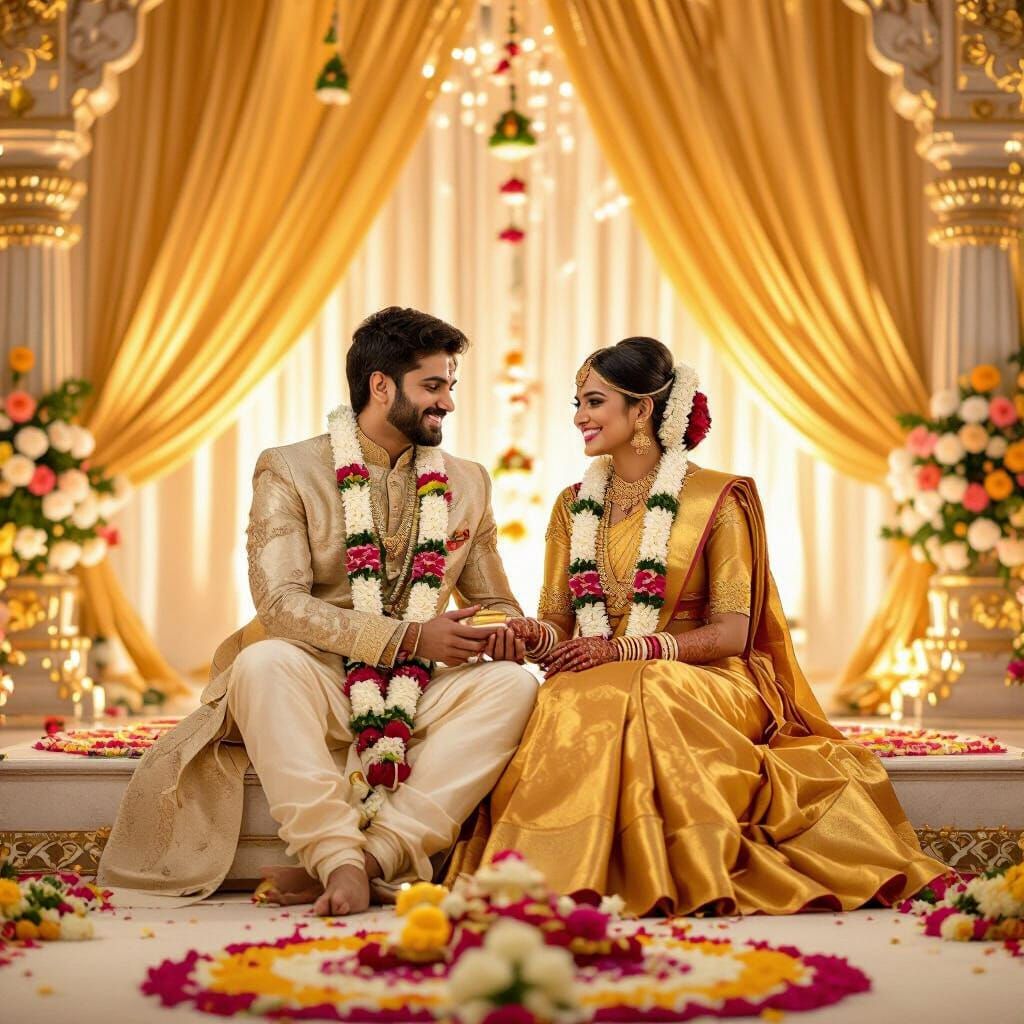 Lavish South Indian Engagement Ceremony in Raja Ravi Varma S...
