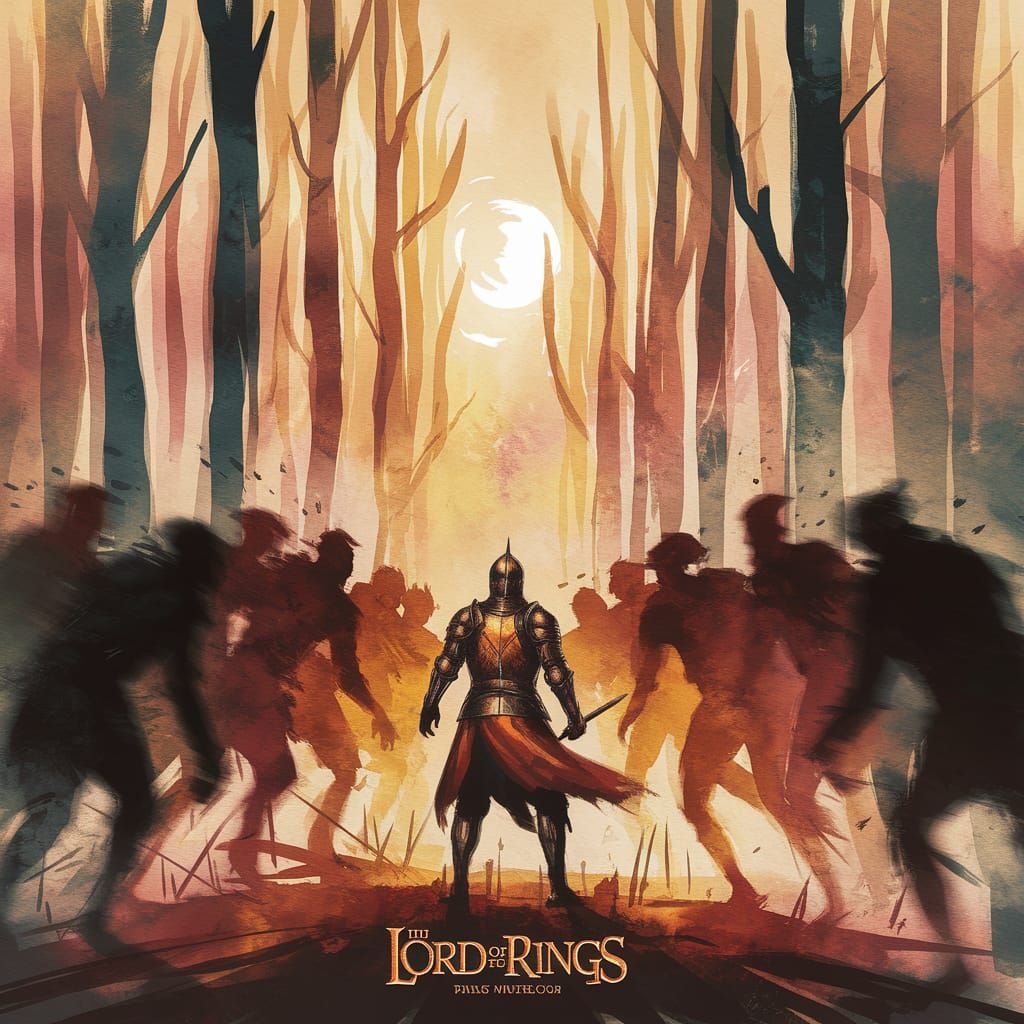 Lord of the Rings Fantasy Watercolor Movie Poster