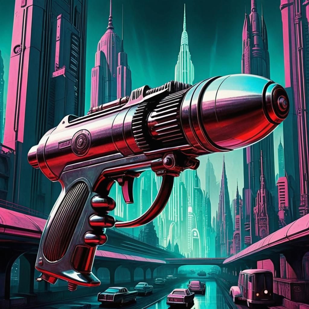 Retrofuturistic Metropolis in Raygun Gothic Style