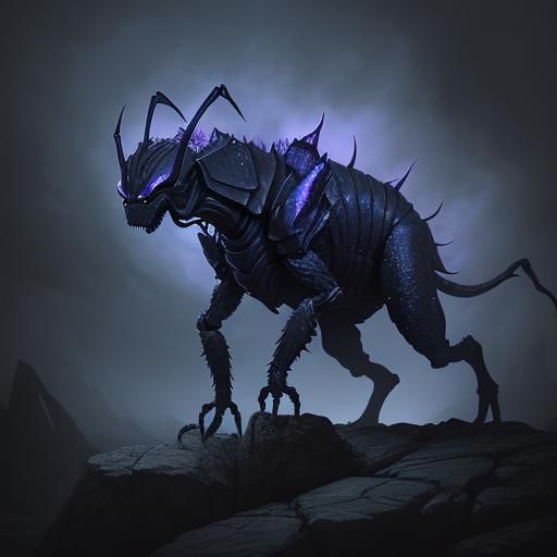 Dark Fantasy Scorpion Creature in Ominous Mist