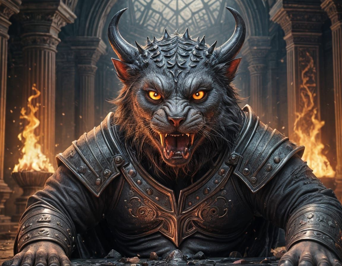 Baal, Infernal King with Three Heads in Dark Fantasy