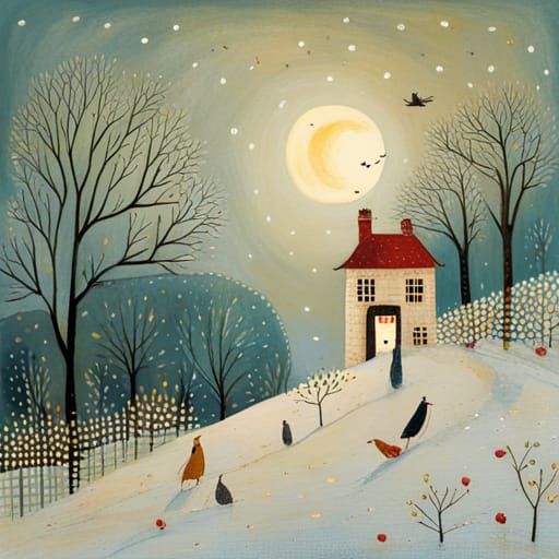 Colorful Folk Art Inspired Digital Illustration