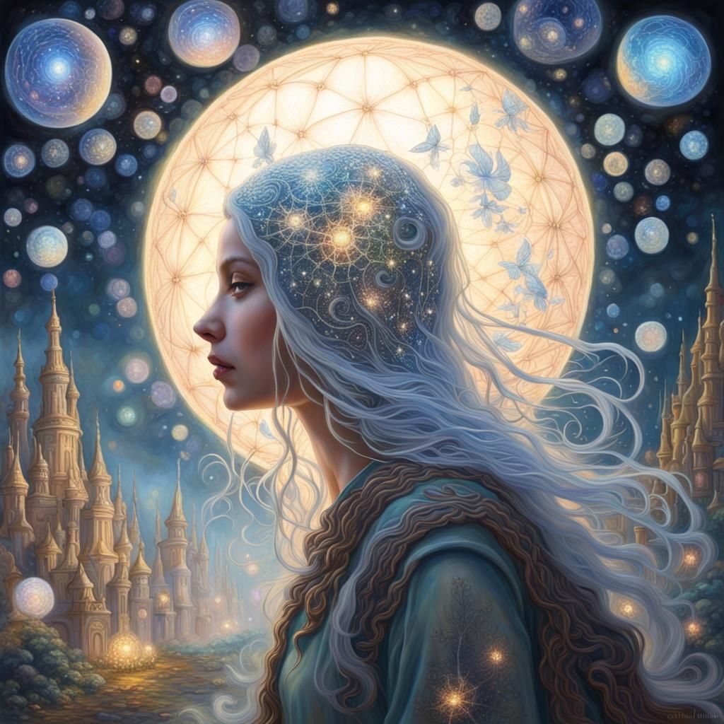 Beautiful woman potrait in the moonlight