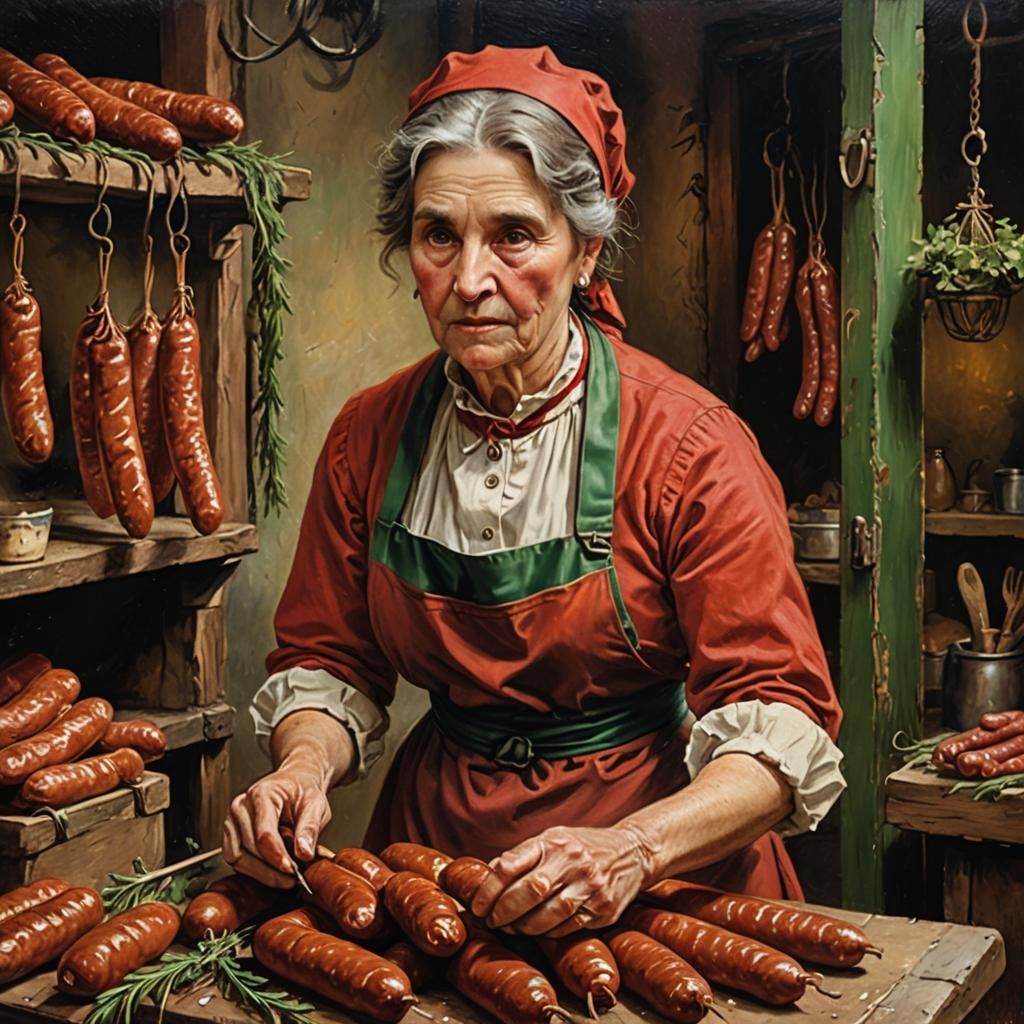 The butcher's saleswoman