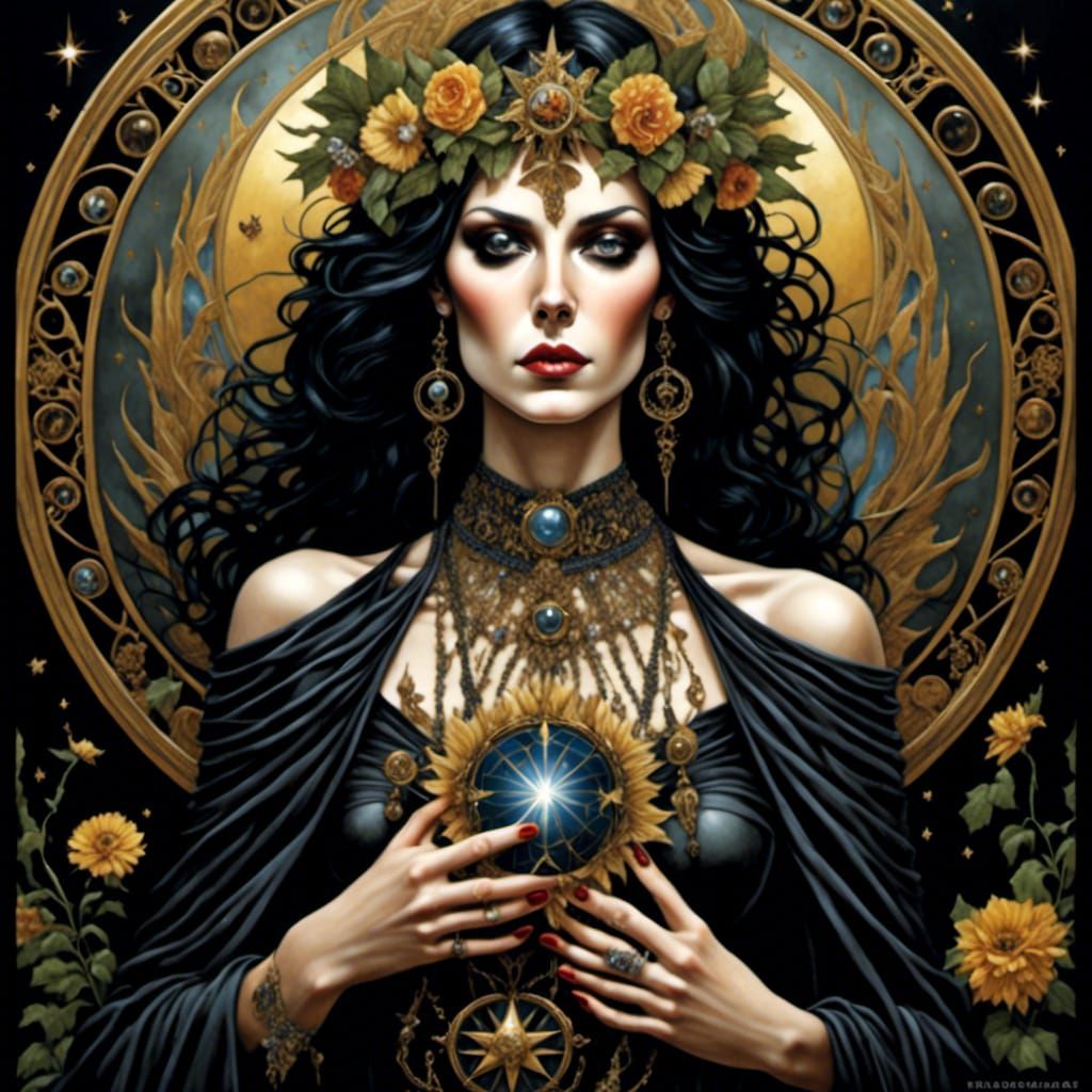 AI Generated Queen of Pentacles Tarot Card