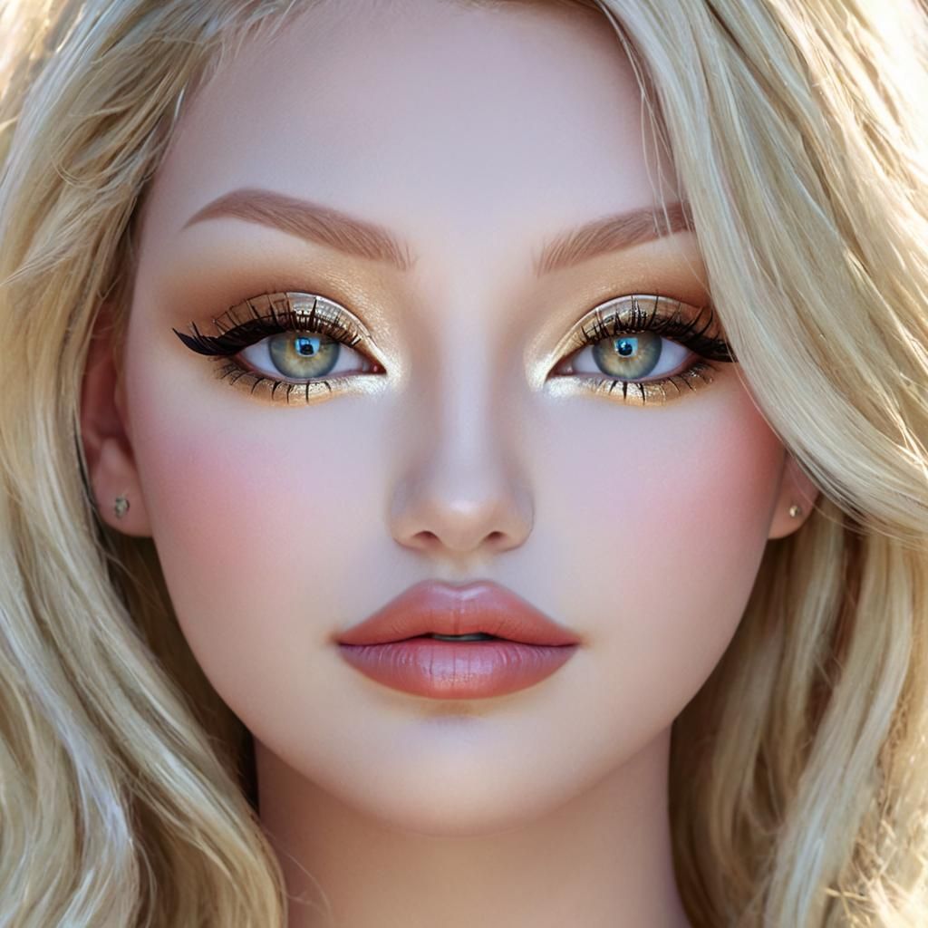 Blonde Bombshell Portrait in Flemish Painting Style