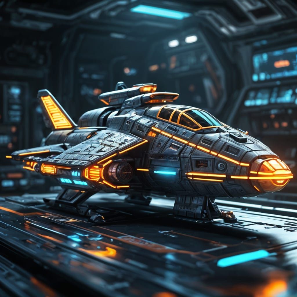 Interactive Toy Spaceship with Glowing Details