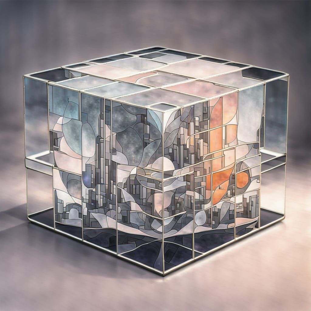 Abstract cityscape under glass
