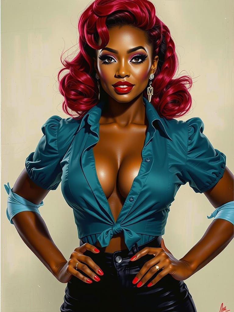 Glamorous Pin-Up of a Woman in 1950s Style