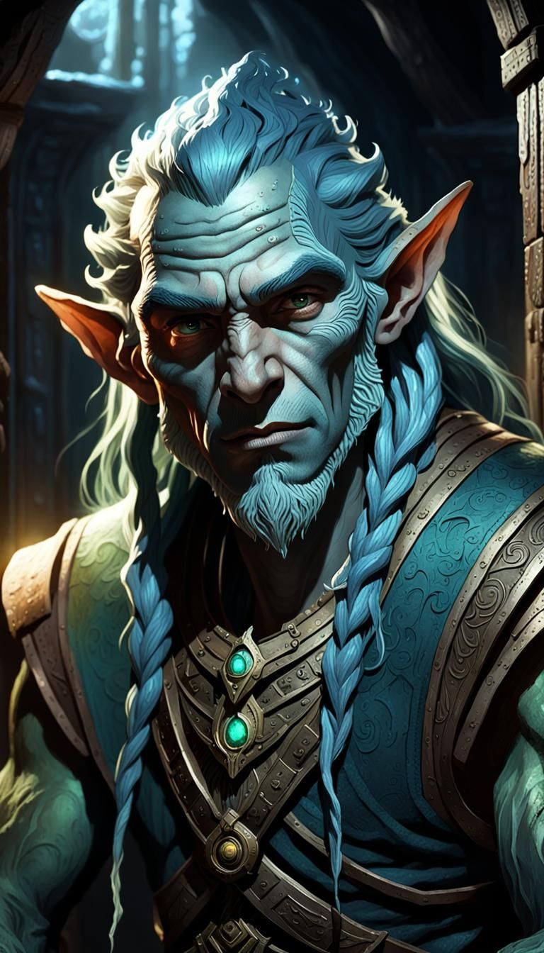 Sea Elf Portrait in Fantasy Noir Style