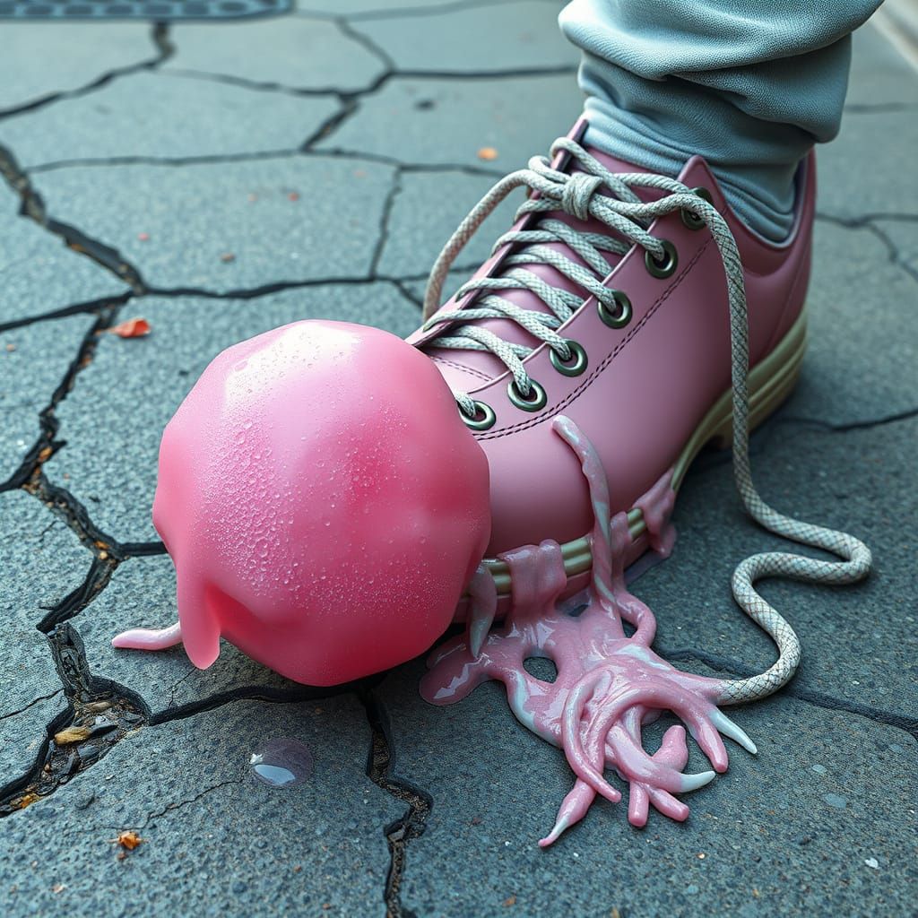 Gum on a Shoe in Hyper-Detailed 3D Anime Style