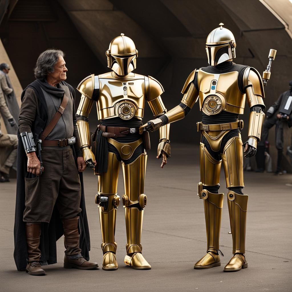 The Mandalorian Meets C3-PO in Star Wars Scene