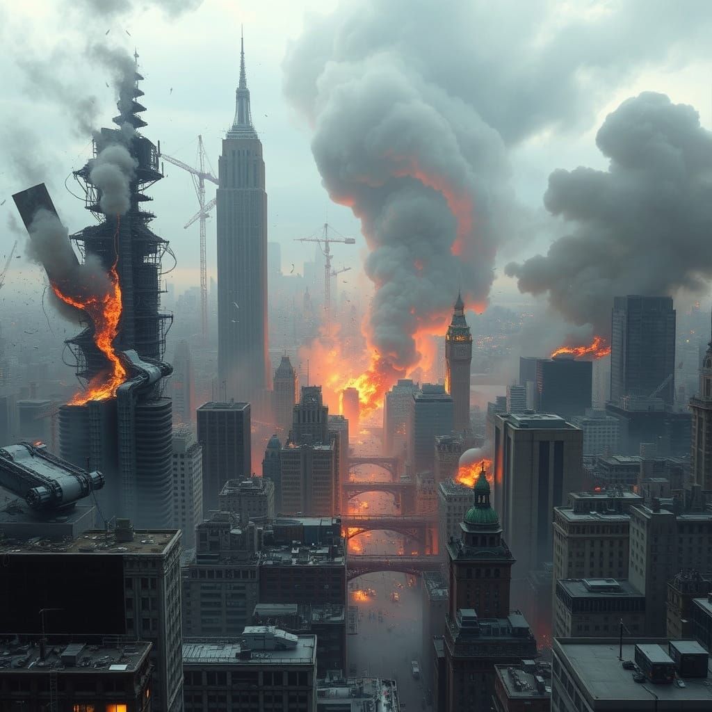 Cyberpunk Apocalypse: Timeless Cities Collapse in Chaos