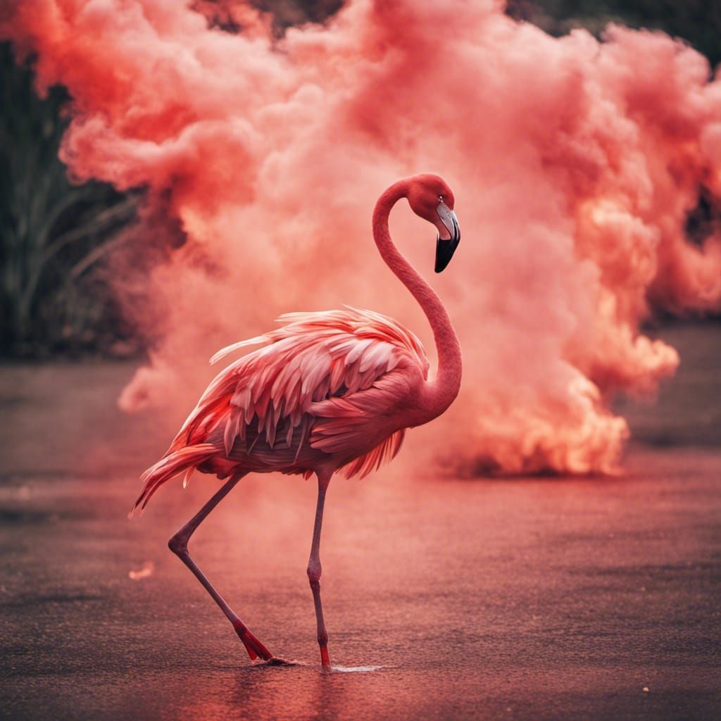 Flaming Flamingo Dancing in Fire