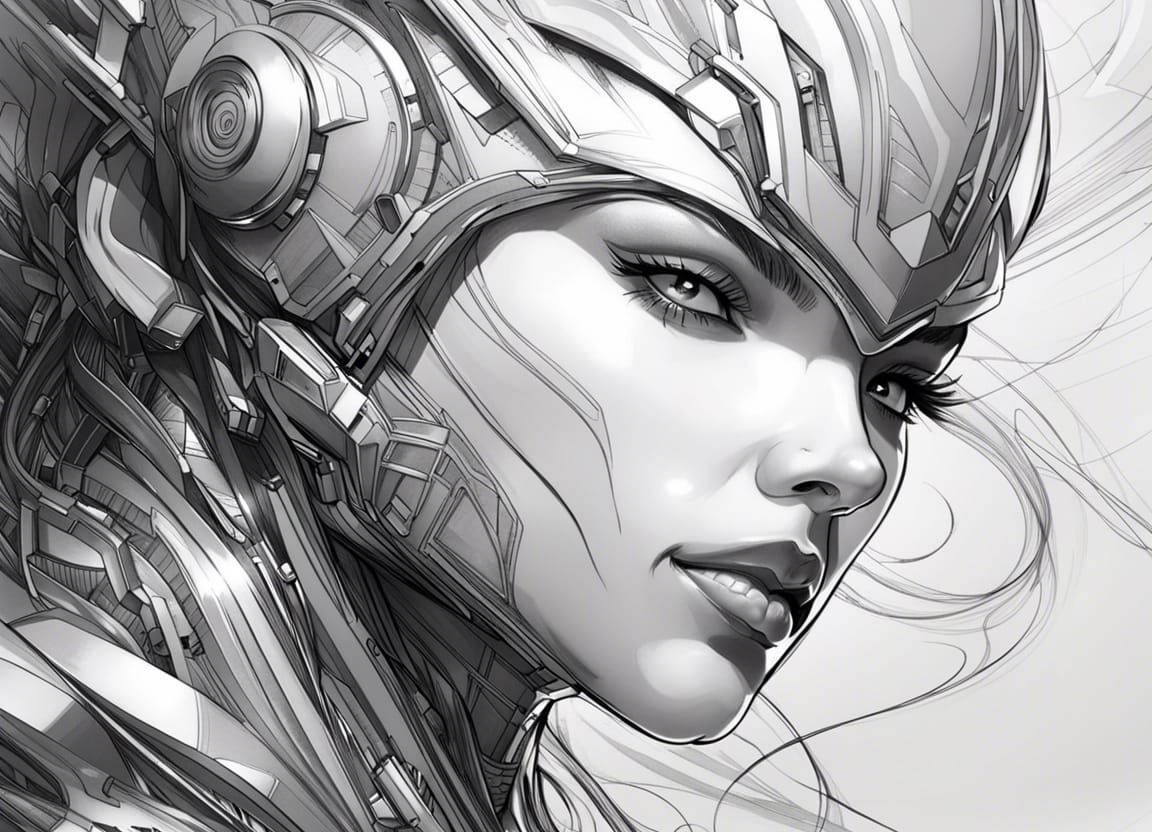 Sci-fi beautiful female portrait sketch