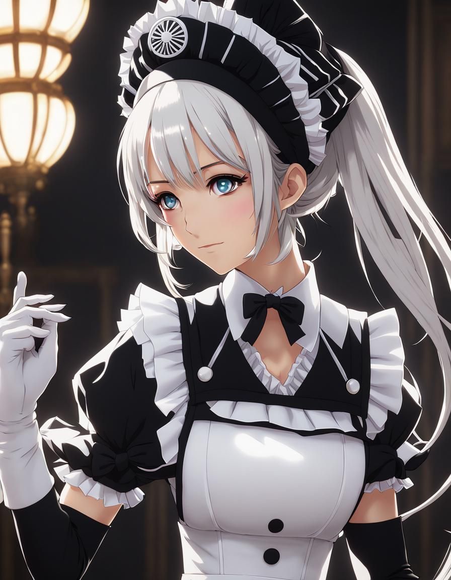 Anime Maid in Detailed Manga Style