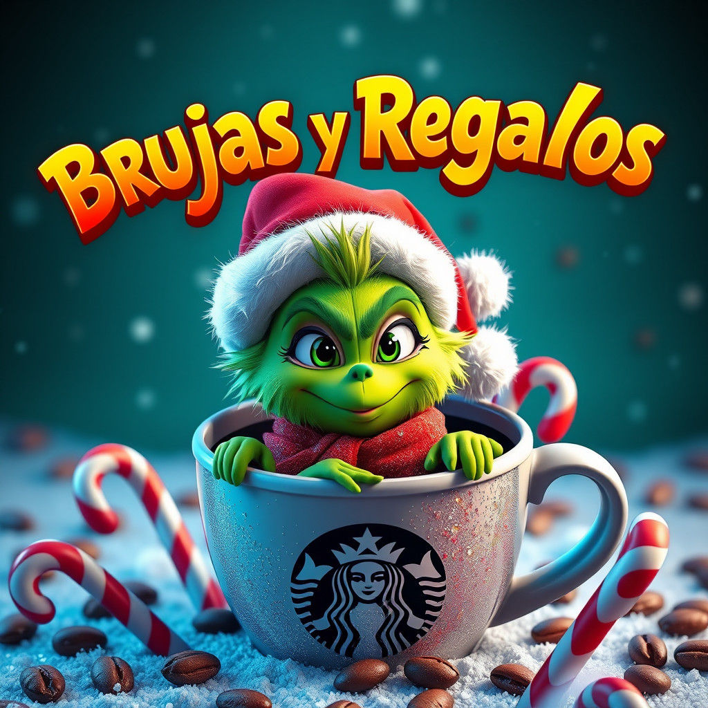 Baby Grinch in Starbucks Cup: Graffiti-Inspired Art