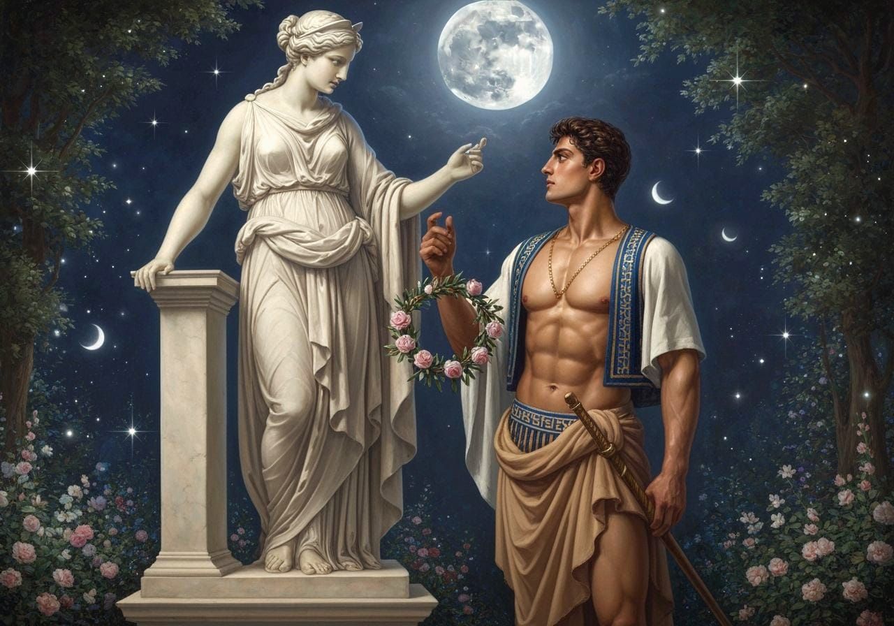 Diana Statue Awakens Under Moonlight