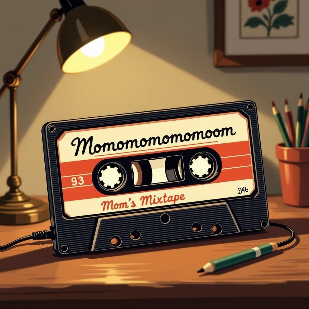 Mom's Mixtape: A Nostalgic Cassette Tape Illustration