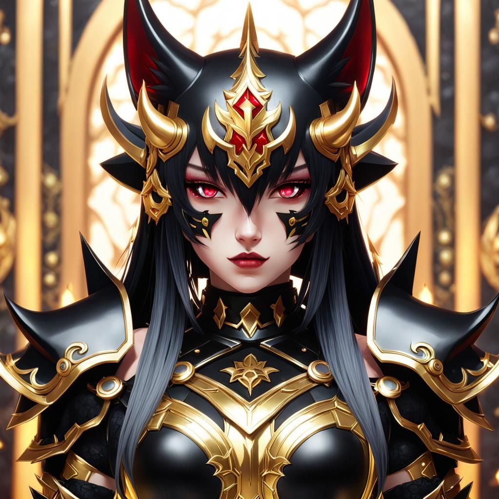 Anime Cat-Girl in Demon Armor