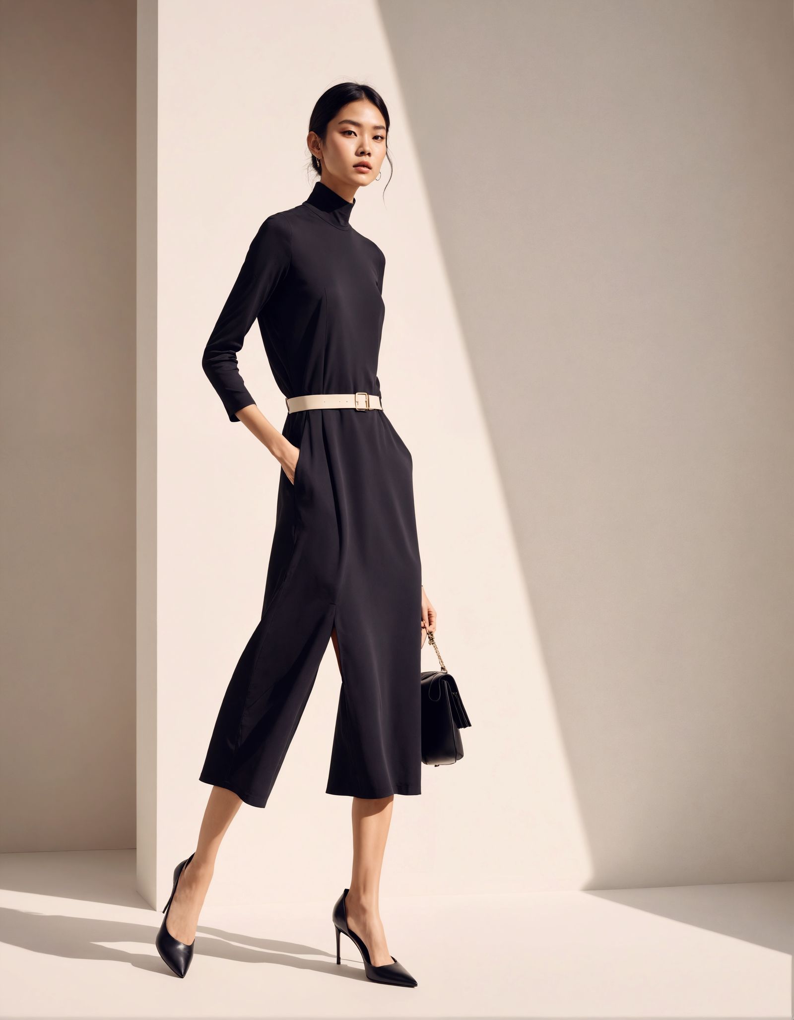 Elegant Woman in Soft Focus, Minimalist Fashion Photography