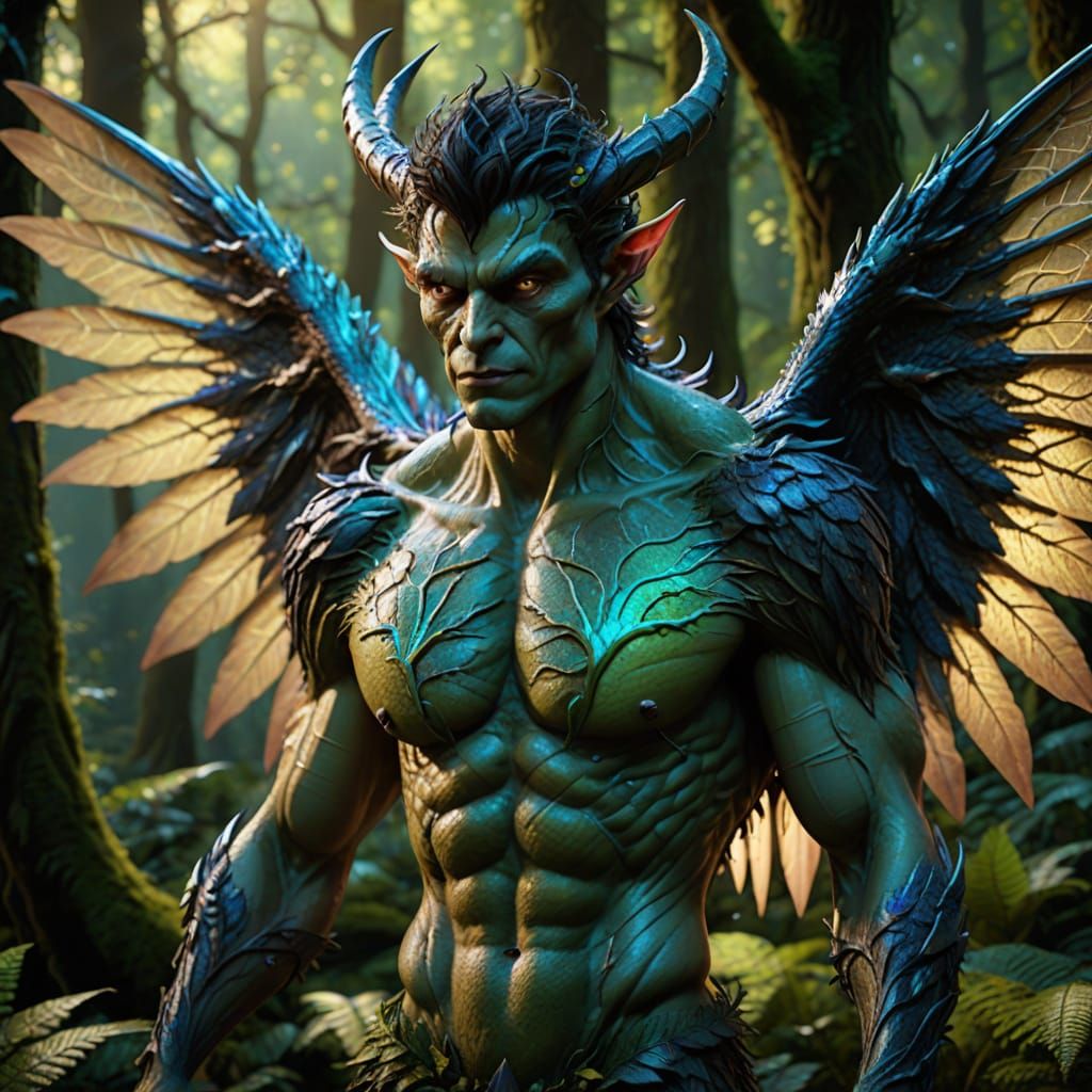 Iridescent Fae Monster in Lush Forest