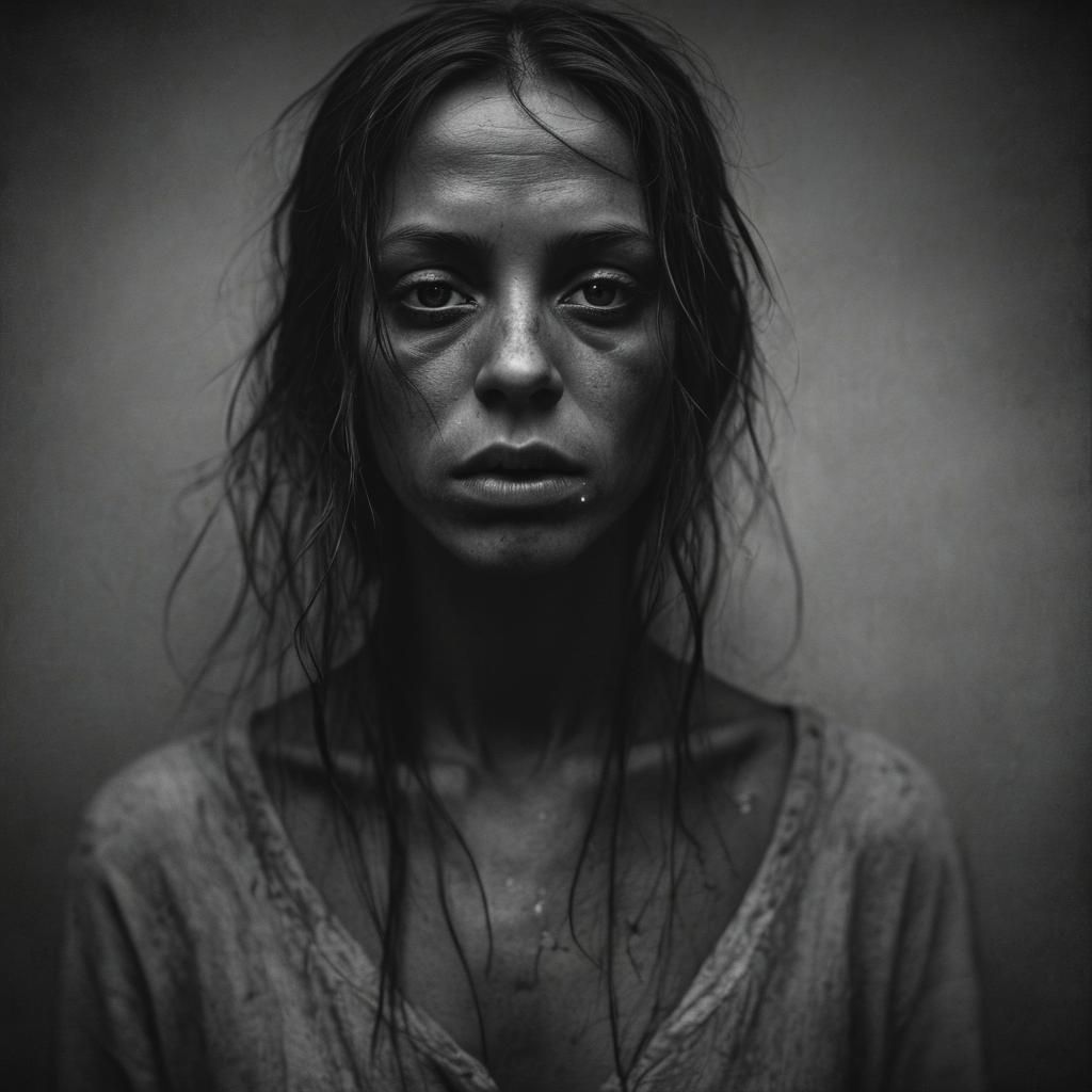 Intense Grimdark Portrait in Black and White