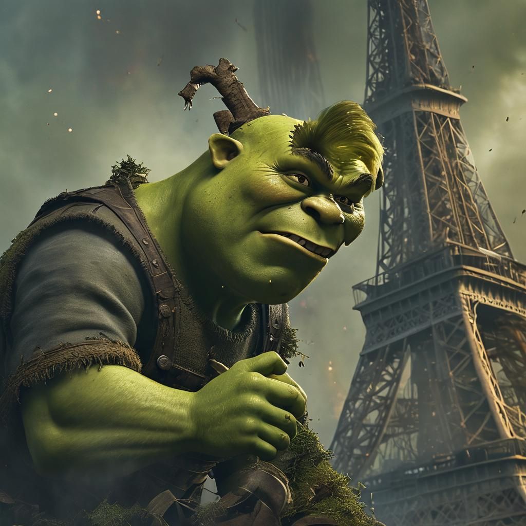 Shrek's Demolition of the Eiffel Tower