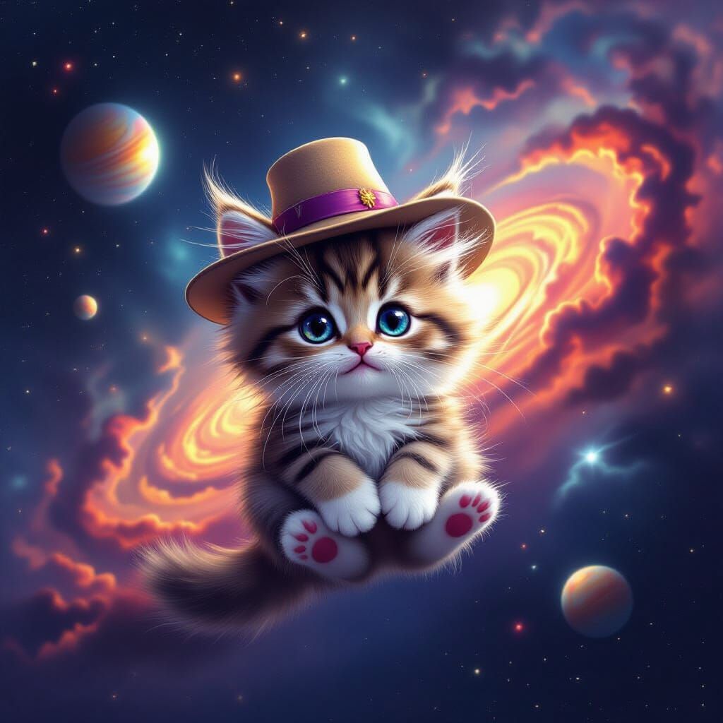 Oversized Kitten Floats in Cosmic Nebulae