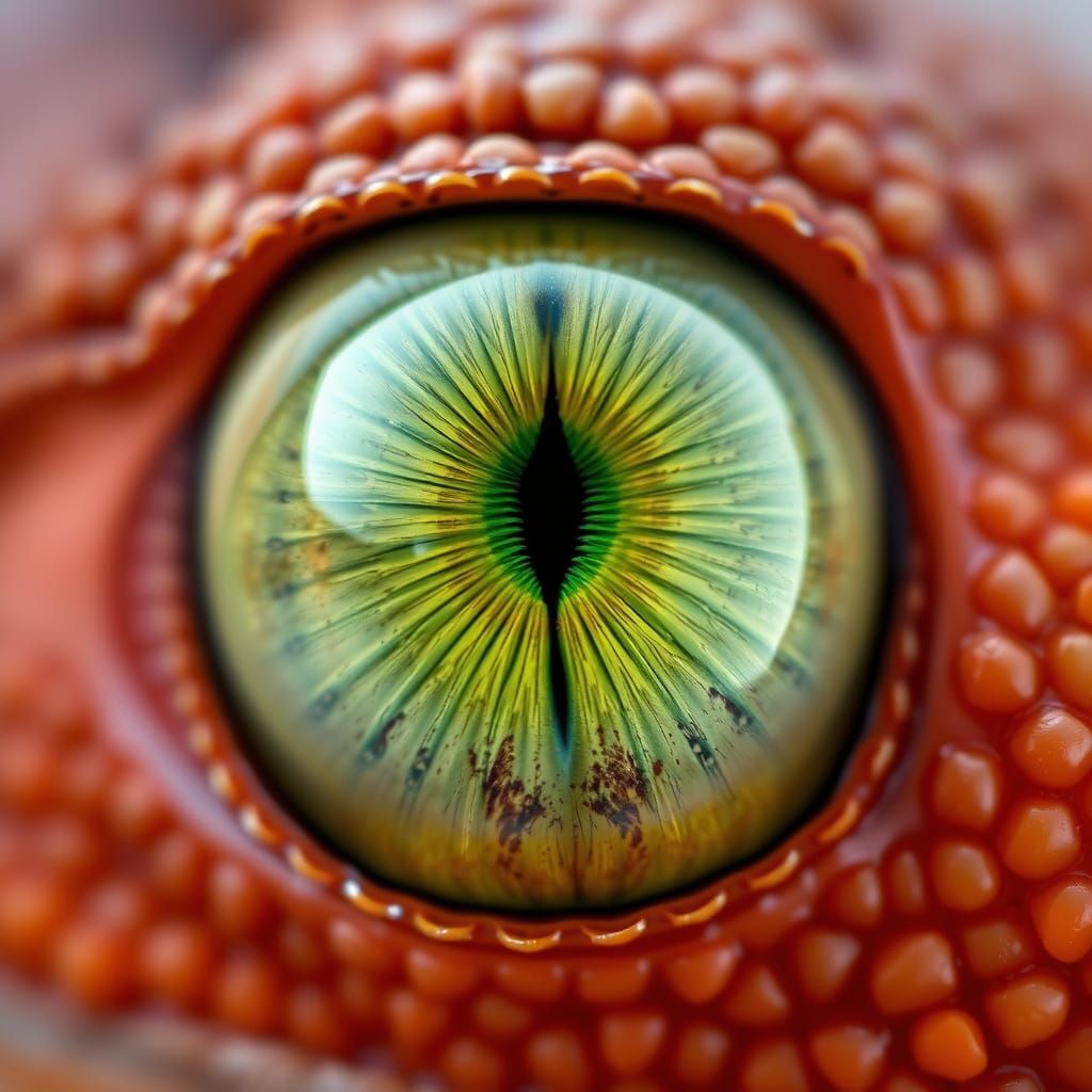 Macro Shot of a Green Dragon's Eye