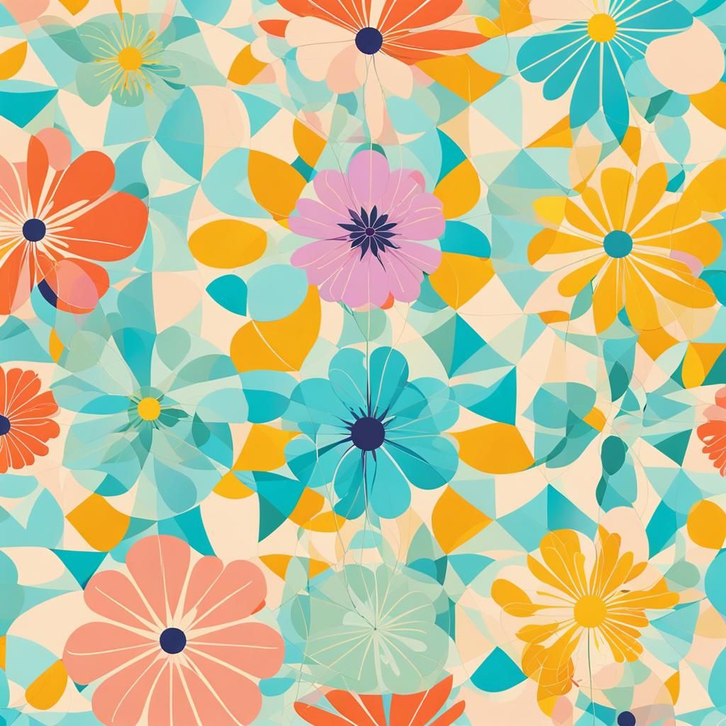 Minimalist Flower Pattern in Pastel Pop Art Style